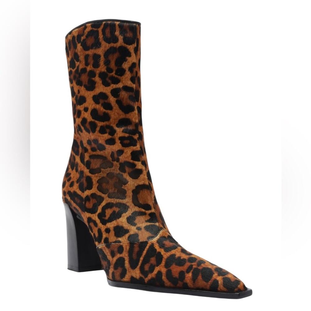NWOT Schutz Raffaela Pointed Toe Hair Calf Leopard Booties – Sz 10B - Picture 2 of 10